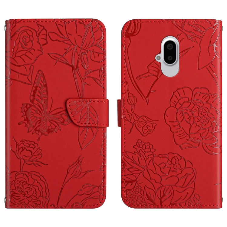 Custodia per cellulare in pelle goffrata con peonia a farfalla, For Google Pixel 7 Pro 5G, For Fujitsu Arrows F-52B