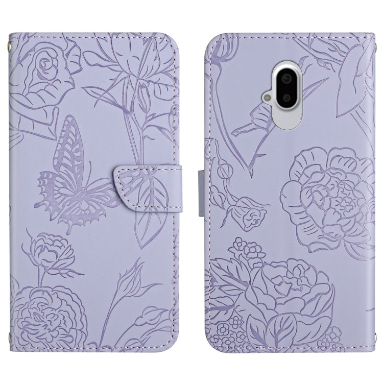 Custodia per cellulare in pelle goffrata con peonia a farfalla, For Google Pixel 7 Pro 5G, For Fujitsu Arrows F-52B