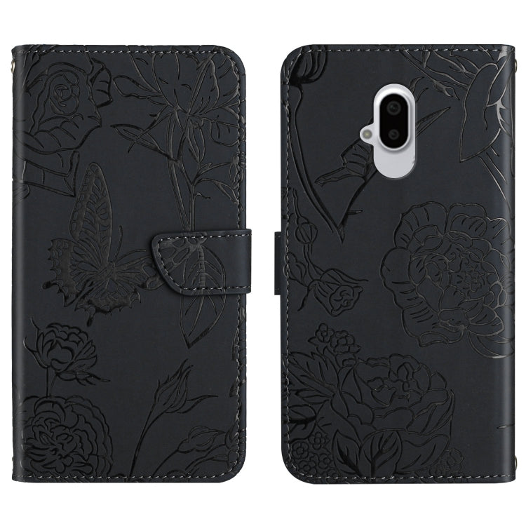 Custodia per cellulare in pelle goffrata con peonia a farfalla, For Google Pixel 7 Pro 5G, For Fujitsu Arrows F-52B