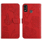 Custodia per cellulare in pelle goffrata con peonia a farfalla, For Honor 9X Lite, For Huawei nova 7 SE, For Huawei nova 8i, For Huawei P30