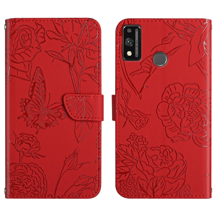 Custodia per cellulare in pelle goffrata con peonia a farfalla, For Honor 9X Lite, For Huawei nova 7 SE, For Huawei nova 8i, For Huawei P30