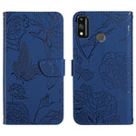 Custodia per cellulare in pelle goffrata con peonia a farfalla, For Honor 9X Lite, For Huawei nova 7 SE, For Huawei nova 8i, For Huawei P30