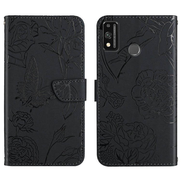 Custodia per cellulare in pelle goffrata con peonia a farfalla, For Honor 9X Lite, For Huawei nova 7 SE, For Huawei nova 8i, For Huawei P30