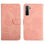 Custodia per cellulare in pelle goffrata con peonia a farfalla, For Honor 9X Lite, For Huawei nova 7 SE, For Huawei nova 8i, For Huawei P30