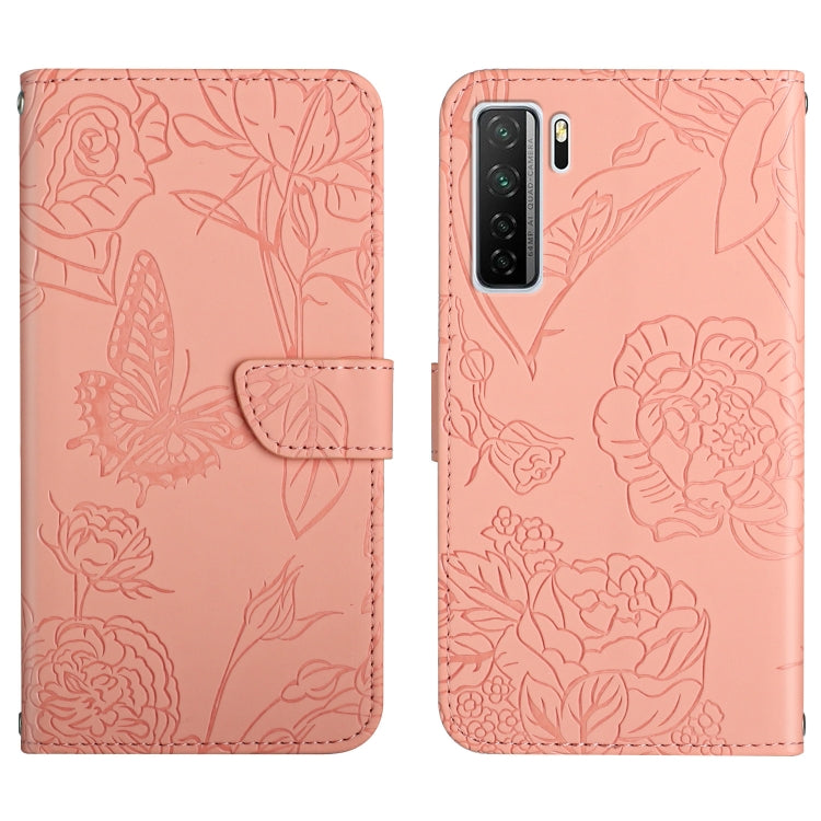 Custodia per cellulare in pelle goffrata con peonia a farfalla, For Honor 9X Lite, For Huawei nova 7 SE, For Huawei nova 8i, For Huawei P30