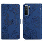 Custodia per cellulare in pelle goffrata con peonia a farfalla, For Honor 9X Lite, For Huawei nova 7 SE, For Huawei nova 8i, For Huawei P30