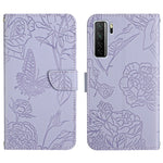 Custodia per cellulare in pelle goffrata con peonia a farfalla, For Honor 9X Lite, For Huawei nova 7 SE, For Huawei nova 8i, For Huawei P30