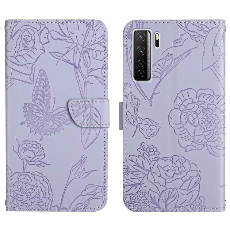 Custodia per cellulare in pelle goffrata con peonia a farfalla, For Honor 9X Lite, For Huawei nova 7 SE, For Huawei nova 8i, For Huawei P30