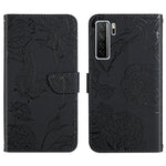 Custodia per cellulare in pelle goffrata con peonia a farfalla, For Honor 9X Lite, For Huawei nova 7 SE, For Huawei nova 8i, For Huawei P30