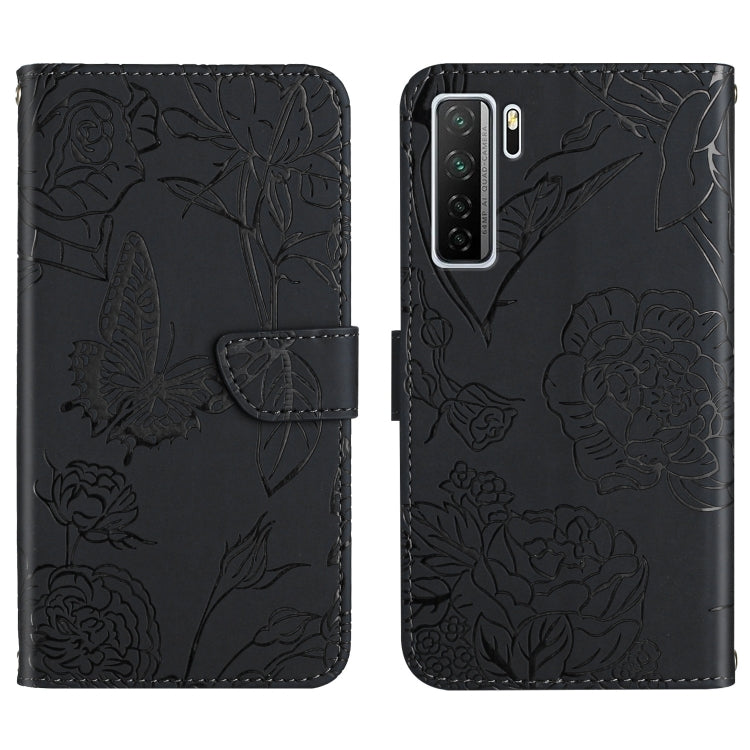 Custodia per cellulare in pelle goffrata con peonia a farfalla, For Honor 9X Lite, For Huawei nova 7 SE, For Huawei nova 8i, For Huawei P30