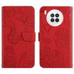 Custodia per cellulare in pelle goffrata con peonia a farfalla, For Honor 9X Lite, For Huawei nova 7 SE, For Huawei nova 8i, For Huawei P30
