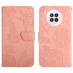 Custodia per cellulare in pelle goffrata con peonia a farfalla, For Honor 9X Lite, For Huawei nova 7 SE, For Huawei nova 8i, For Huawei P30