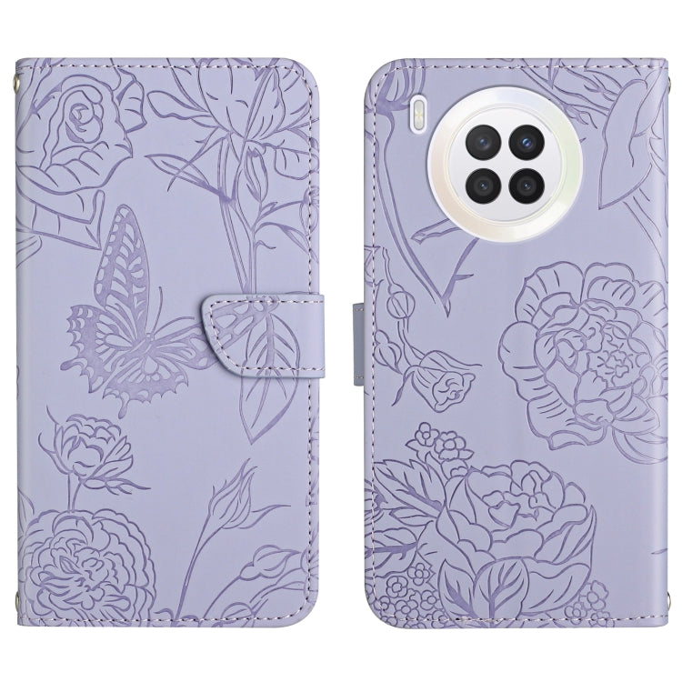 Custodia per cellulare in pelle goffrata con peonia a farfalla, For Honor 9X Lite, For Huawei nova 7 SE, For Huawei nova 8i, For Huawei P30