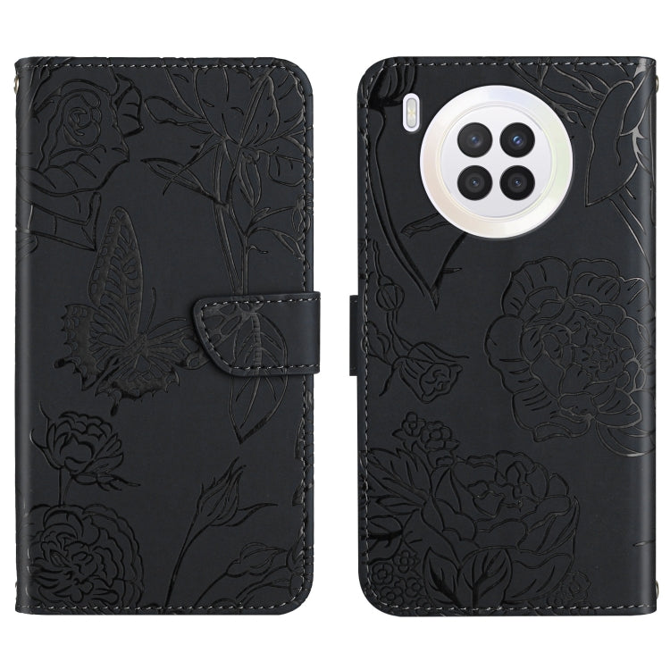 Custodia per cellulare in pelle goffrata con peonia a farfalla, For Honor 9X Lite, For Huawei nova 7 SE, For Huawei nova 8i, For Huawei P30