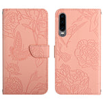 Custodia per cellulare in pelle goffrata con peonia a farfalla, For Honor 9X Lite, For Huawei nova 7 SE, For Huawei nova 8i, For Huawei P30
