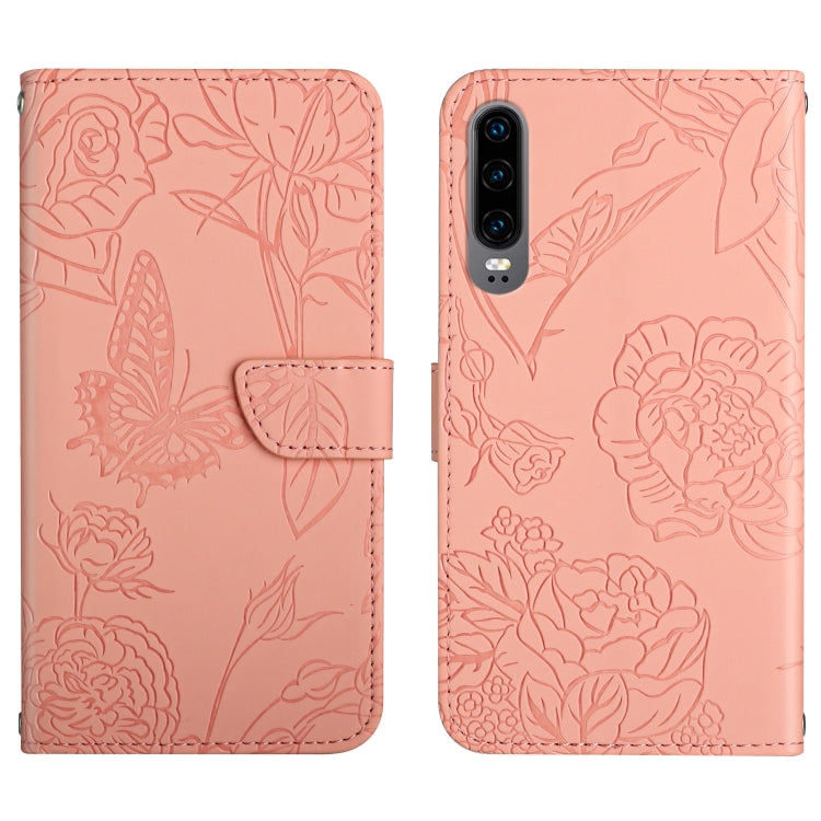 Custodia per cellulare in pelle goffrata con peonia a farfalla, For Honor 9X Lite, For Huawei nova 7 SE, For Huawei nova 8i, For Huawei P30