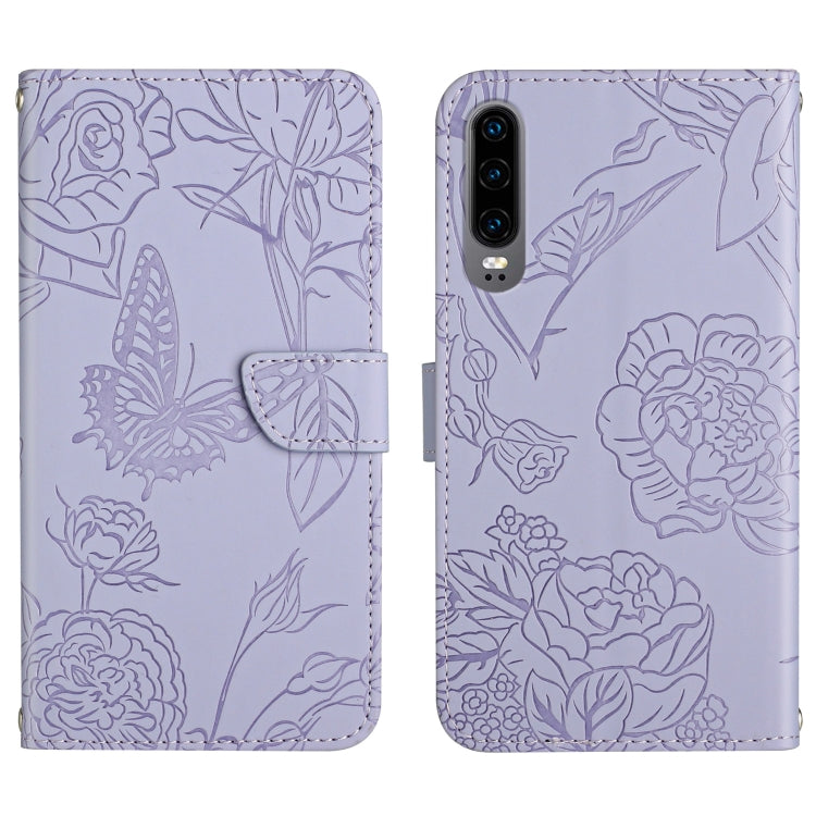 Custodia per cellulare in pelle goffrata con peonia a farfalla, For Honor 9X Lite, For Huawei nova 7 SE, For Huawei nova 8i, For Huawei P30