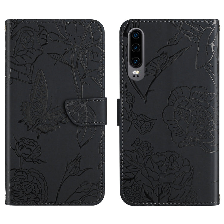 Custodia per cellulare in pelle goffrata con peonia a farfalla, For Honor 9X Lite, For Huawei nova 7 SE, For Huawei nova 8i, For Huawei P30