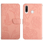 Custodia per cellulare in pelle goffrata con peonia a farfalla, For Huawei P30 Lite, For Huawei P30 Pro, For Huawei P40, For Huawei P40 Lite