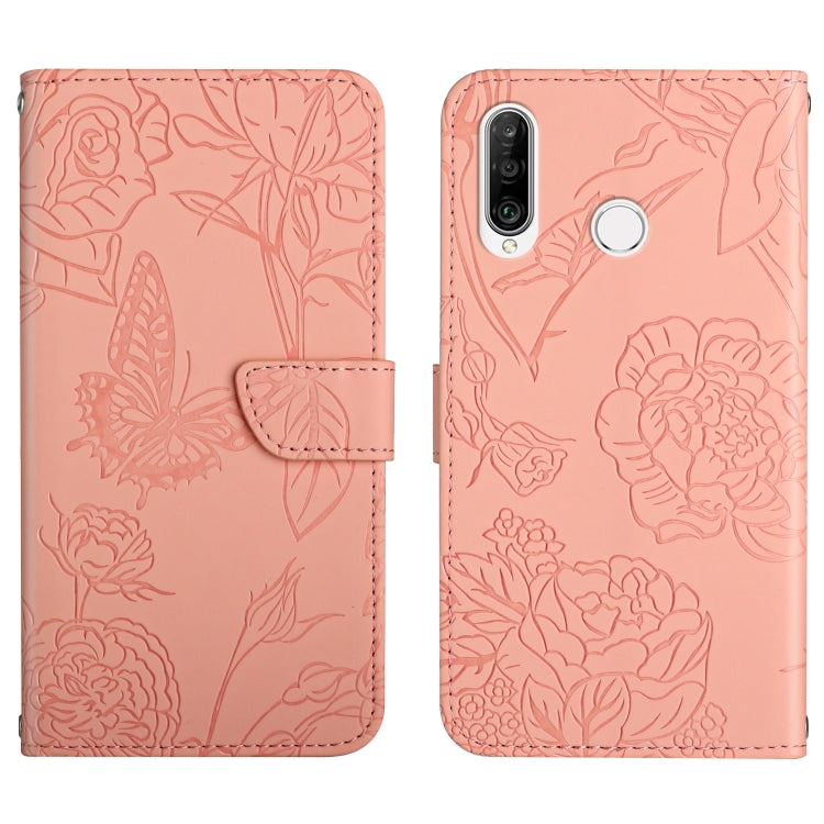 Custodia per cellulare in pelle goffrata con peonia a farfalla, For Huawei P30 Lite, For Huawei P30 Pro, For Huawei P40, For Huawei P40 Lite