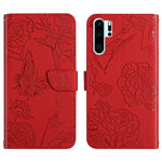 Custodia per cellulare in pelle goffrata con peonia a farfalla, For Huawei P30 Lite, For Huawei P30 Pro, For Huawei P40, For Huawei P40 Lite