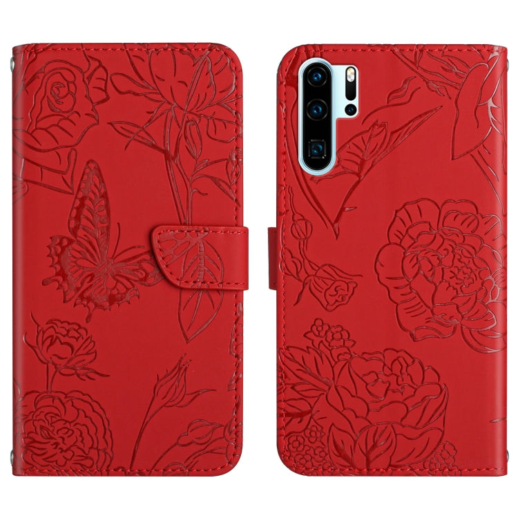 Custodia per cellulare in pelle goffrata con peonia a farfalla, For Huawei P30 Lite, For Huawei P30 Pro, For Huawei P40, For Huawei P40 Lite