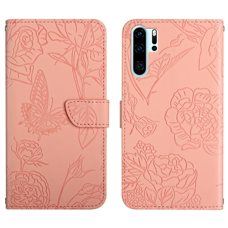 Custodia per cellulare in pelle goffrata con peonia a farfalla, For Huawei P30 Lite, For Huawei P30 Pro, For Huawei P40, For Huawei P40 Lite