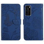 Custodia per cellulare in pelle goffrata con peonia a farfalla, For Huawei P30 Lite, For Huawei P30 Pro, For Huawei P40, For Huawei P40 Lite