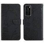 Custodia per cellulare in pelle goffrata con peonia a farfalla, For Huawei P30 Lite, For Huawei P30 Pro, For Huawei P40, For Huawei P40 Lite