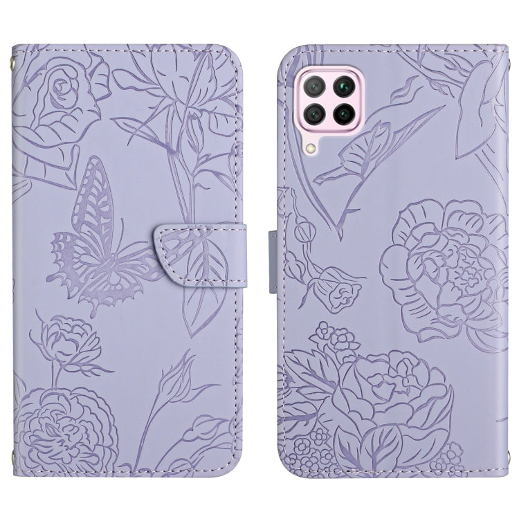 Custodia per cellulare in pelle goffrata con peonia a farfalla, For Huawei P30 Lite, For Huawei P30 Pro, For Huawei P40, For Huawei P40 Lite
