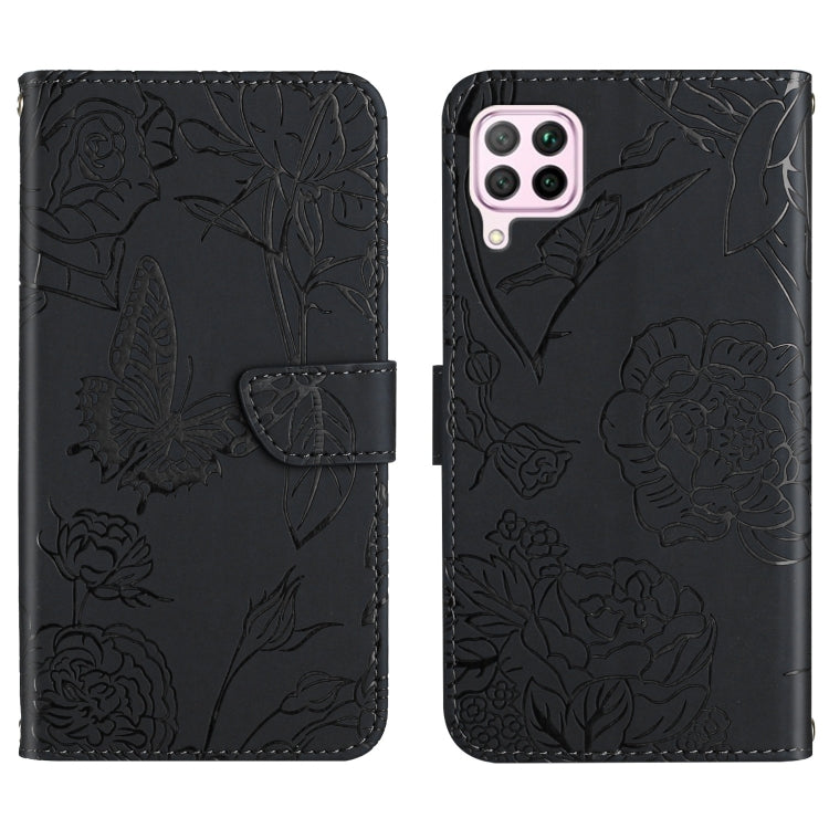 Custodia per cellulare in pelle goffrata con peonia a farfalla, For Huawei P30 Lite, For Huawei P30 Pro, For Huawei P40, For Huawei P40 Lite