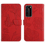 Custodia per cellulare in pelle goffrata con peonia a farfalla, For Huawei P40 Pro, For Huawei P50, For Huawei P50 Pro