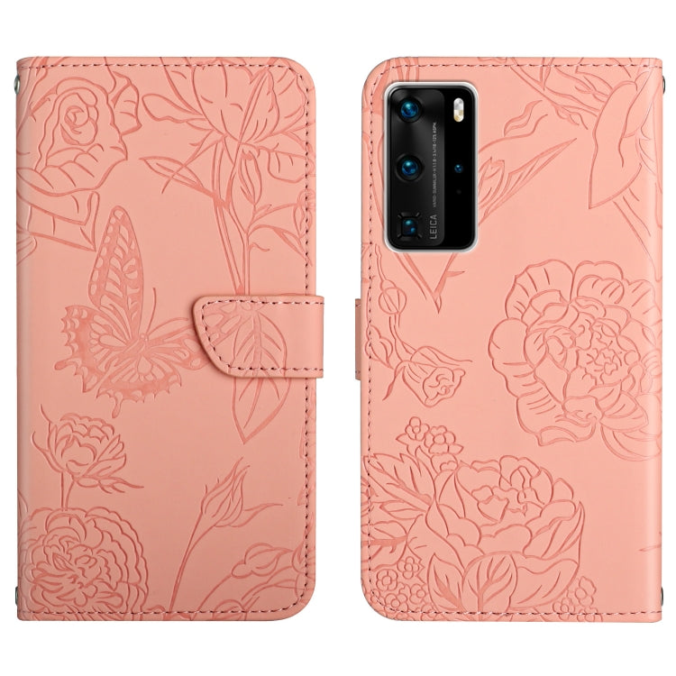 Custodia per cellulare in pelle goffrata con peonia a farfalla, For Huawei P40 Pro, For Huawei P50, For Huawei P50 Pro