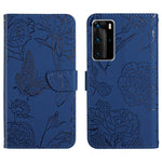 Custodia per cellulare in pelle goffrata con peonia a farfalla, For Huawei P40 Pro, For Huawei P50, For Huawei P50 Pro
