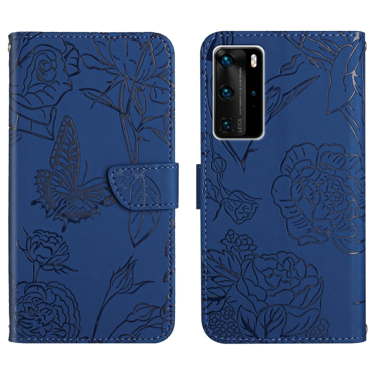 Custodia per cellulare in pelle goffrata con peonia a farfalla, For Huawei P40 Pro, For Huawei P50, For Huawei P50 Pro