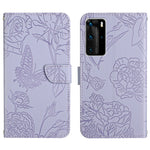 Custodia per cellulare in pelle goffrata con peonia a farfalla, For Huawei P40 Pro, For Huawei P50, For Huawei P50 Pro