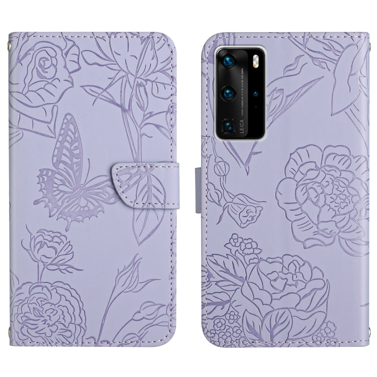 Custodia per cellulare in pelle goffrata con peonia a farfalla, For Huawei P40 Pro, For Huawei P50, For Huawei P50 Pro