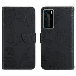 Custodia per cellulare in pelle goffrata con peonia a farfalla, For Huawei P40 Pro, For Huawei P50, For Huawei P50 Pro