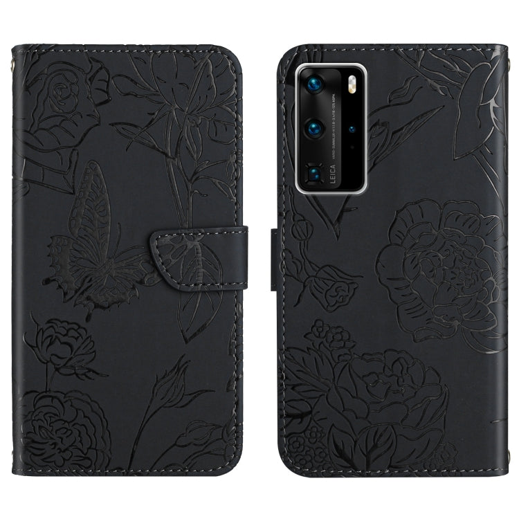 Custodia per cellulare in pelle goffrata con peonia a farfalla, For Huawei P40 Pro, For Huawei P50, For Huawei P50 Pro