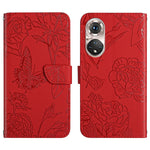 Custodia per cellulare in pelle goffrata con peonia a farfalla, For Huawei P40 Pro, For Huawei P50, For Huawei P50 Pro