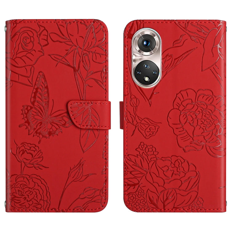 Custodia per cellulare in pelle goffrata con peonia a farfalla, For Huawei P40 Pro, For Huawei P50, For Huawei P50 Pro