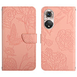 Custodia per cellulare in pelle goffrata con peonia a farfalla, For Huawei P40 Pro, For Huawei P50, For Huawei P50 Pro