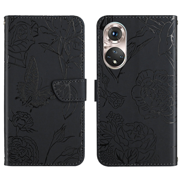 Custodia per cellulare in pelle goffrata con peonia a farfalla, For Huawei P40 Pro, For Huawei P50, For Huawei P50 Pro