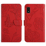 Custodia per cellulare in pelle goffrata con peonia a farfalla, For Sharp Aquos Wish SHG06, For Sharp Simple Sumaho 6, For Sharp Aquos V6 / V6 Plus, For Kyocera Android One S9