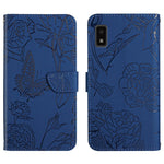 Custodia per cellulare in pelle goffrata con peonia a farfalla, For Sharp Aquos Wish SHG06, For Sharp Simple Sumaho 6, For Sharp Aquos V6 / V6 Plus, For Kyocera Android One S9