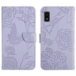 Custodia per cellulare in pelle goffrata con peonia a farfalla, For Sharp Aquos Wish SHG06, For Sharp Simple Sumaho 6, For Sharp Aquos V6 / V6 Plus, For Kyocera Android One S9