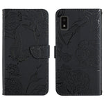 Custodia per cellulare in pelle goffrata con peonia a farfalla, For Sharp Aquos Wish SHG06, For Sharp Simple Sumaho 6, For Sharp Aquos V6 / V6 Plus, For Kyocera Android One S9