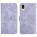Custodia per cellulare in pelle goffrata con peonia a farfalla, For Sharp Aquos Wish SHG06, For Sharp Simple Sumaho 6, For Sharp Aquos V6 / V6 Plus, For Kyocera Android One S9