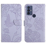 Custodia per cellulare in pelle goffrata con peonia a farfalla, For Sharp Aquos Wish SHG06, For Sharp Simple Sumaho 6, For Sharp Aquos V6 / V6 Plus, For Kyocera Android One S9
