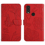 Custodia per cellulare in pelle goffrata con peonia a farfalla, For Sharp Aquos Wish SHG06, For Sharp Simple Sumaho 6, For Sharp Aquos V6 / V6 Plus, For Kyocera Android One S9
